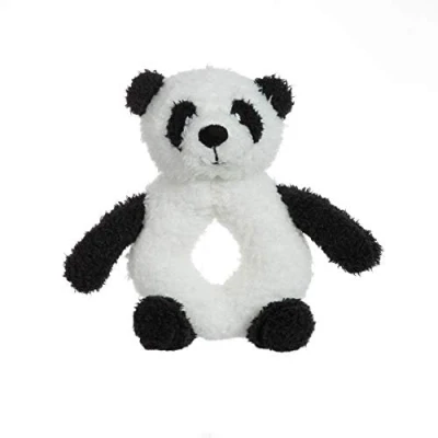 Image of Apricot Lamb Baby Lovey Panda Soft Ring Rattle Toy, Hold and Shake Toy with Sound, Plush Stuffed Animal for Newborn Infant Babies Over 0 Months (White Panda, 6 Inches)