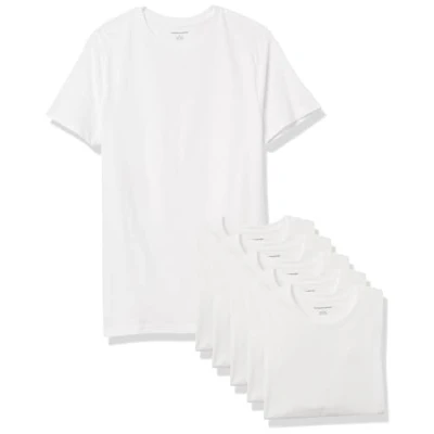 Image of Amazon Essentials Men&#039;s Crewneck Undershirt, Pack of 6, White, S