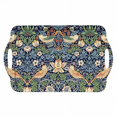 Image of Morris &amp; Co Strawberry Thief Blue Large Handled Tray
