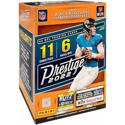 Image of Panini 2022 Prestige Football NFL Factory Sealed Blaster Box 66 Trading Cards Total 6 Packs with 11 Per Pack