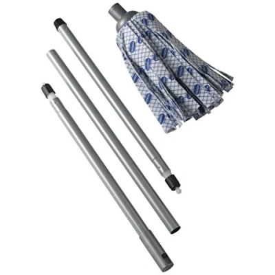 Image of Addis Cloth Mop With 3 Piece Handle In Blue, White And Grey