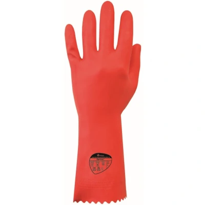 Image of Polyco Optima Red 30CM Rubber Flock Lined Glove (S 6)