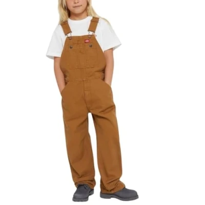 Image of Dickies KIDS BIB Unisex Dungarees for kids, Size: 12 14y, Rinsed brown