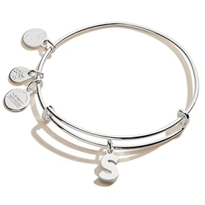 Image of Alex and Ani Initial S III Bangle Bracelet Shiny Silver One Size