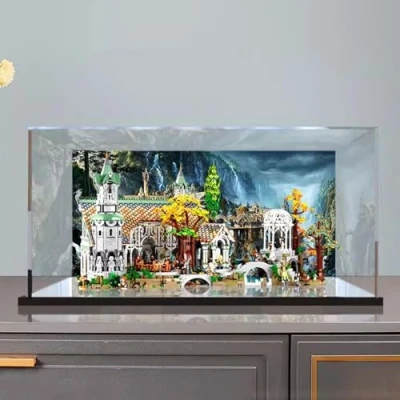 Image of Yglophic Transparent Acrylic Display Case for Lego 10316 Rivendell, Dustproof Storage Box Compatible with (Lego Model Not Included)80*55*45cm C,3MM