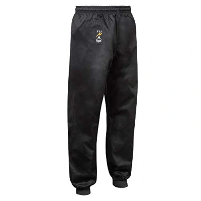 Image of Playwell Martial Arts Kung Fu Classic Cotton Cuffed Leg Training Trousers Black 9oz (0/130cm)