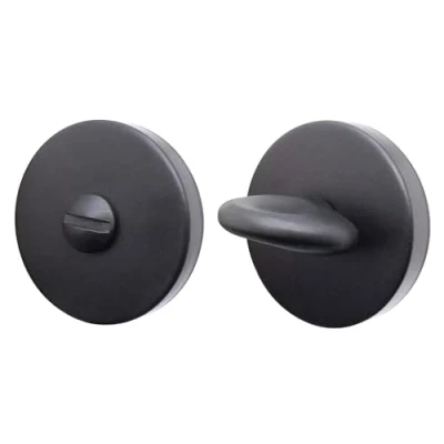 Image of EAI Round Bathroom Thumbturn &amp; Release Set Matt Black Universal Door Turn and Lock for Bathroom/Toilet with Emergency Coin