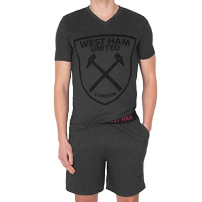 Image of West Ham United FC Official Gift Mens Loungewear Short Pyjamas Grey XL