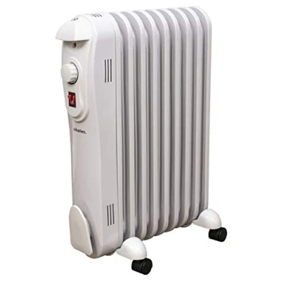 Image of Schallen 2000W 9 Fin Portable Electric Slim Oil Filled Radiator Heater with Adjustable Temperature Thermostat, 3 Heat Settings &amp; Safety Cut Off 2Kw (White)