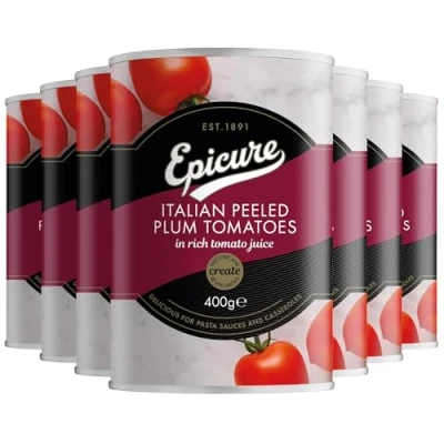 Image of Epicure Italian Peeled Plum Tomatoes in Rich Tomato Juice, 400 g, (Pack of 12)