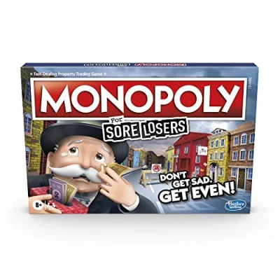 Image of Monopoly for Sore Losers Board Game Ages 8 and Up, the Where it Pays to Lose, Multicolored