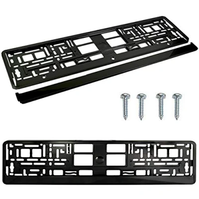 Image of PAIR (2PCS) SUPER BLACK GLOSS Car Registration License Number Plate Surround Holder Frame