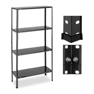 Image of Relaxdays Heavy Duty Shelving Unit, H x W D: 147.5 75.5 30.5 cm, 160 kg max Load per Shelf, Steel, Black