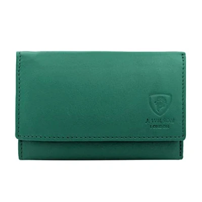 Image of J. Wilson London Ladies RFID Safe Designer Leather Purse Card Women Wallet Zip Pocket Boxed (Teal)