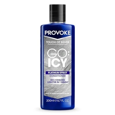 Image of PROVOKE Touch of Silver Go Icy Conditioner 200ml, Platinum Look in Just 1 Wash, Triple Toning Technology, Cool Down Brassy Tones for an Extra Light Colour, Enriched Keratin to Hydrate