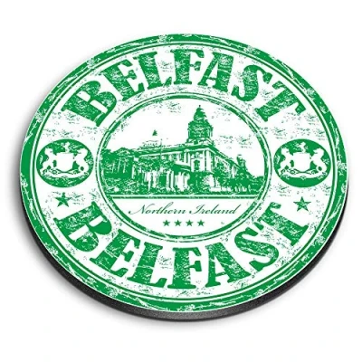 Image of 1 x Round MDF Magnet Belfast Northern Ireland Travel 5964
