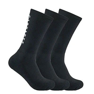 Image of Carhartt Men&#039;s Force Midweight Logo Crew Sock 3 Pack, Black, X Large (Pack of 3)