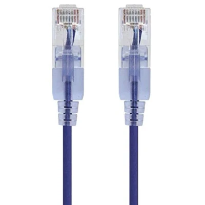 Image of Monoprice 116318 SlimRun Cat6A Ethernet Patch Cable Snagless RJ45 UTP Pure Bare Copper Wire 10G 30AWG 1ft Purple 10 Pack