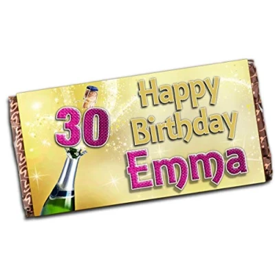 Image of Personalised Happy Birthday Milk Chocolate Bar 18th 21st 30th 40th 50th Present Idea N72 Any Age
