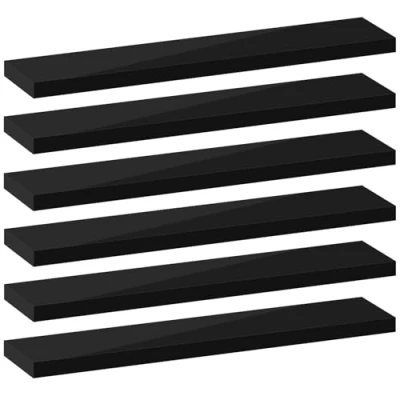 Image of eSituro Floating Shelf, Wall Black High Gloss Mounted Storage Shelf for Bedroom/Living Room/Kitchen/Bathroom/Hallway, W90xD22.9xT3.8 cm