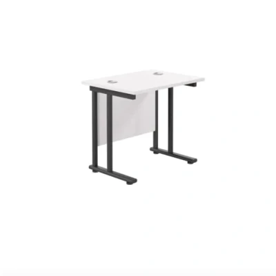 Image of Jemini Rectangular Double Upright Cantilever Desk 800x600x730mm White/Black KF820369