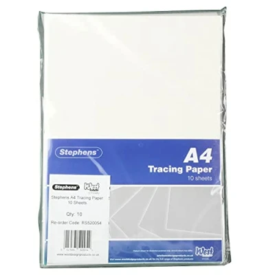 Image of Stephens Special Tracing Paper A4 Size 45gsm 10 Sheets, Ideal For Copy, Transfer, Pattern Or Images, Use With Paper, Glass, Metal, Ceramic, Clay, wood, Excellent Transparency