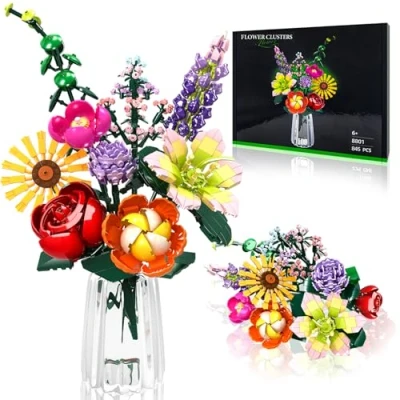 Image of INVITOP Flower Bouquet Building Sets, 9 Kinds of Plants for Botanical Collection and Decorative Home Girls Adults Ages 8+, Mother&#039;s Day, Birthdays, Valentine&#039;s Day Gift Her, No Vase