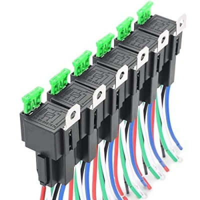 Image of Fasizi 6Pcs 12V 30A Fuse Relay Switch Harness ATO/ATC Blade Fuse, 5 Pin SPST Automotive Electrical Relays with Heavy Duty 14 AWG Wires