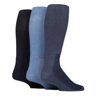Image of IOMI Knee High Diabetic Socks 3 Pack Bamboo Non Elastic for Swollen Feet Long Extra Wide Binding Soft Top