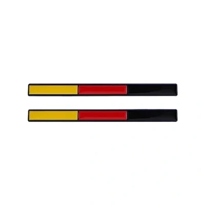 Image of 2Pcs Flag Emblem Thin Long Sticker Badge Decoration for Car Bike Truck (Black, Germany)