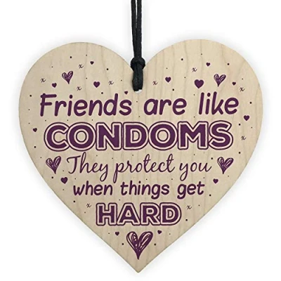 Image of RED OCEAN Novelty Funny Friendship Gift Rude Best Friend Birthday Handmade Wooden Hanging Heart Plaque