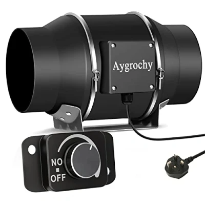 Image of Aygrochy 6 inch Quiet Inline Duct Fan with Variable Speed Controller Ventilation Exhaust Using for Heating Cooling Booster, Grow Tents, Hydroponics,Home use and Blower.
