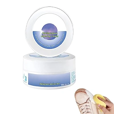 Image of All Purpose Cleaning Removal Decontaminate, Multi Functional And Stain Cream, Multipurpose White Shoe Cream with Sponge (1PC)