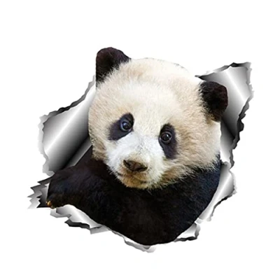 Image of MACMRD Car Stickers 13Cm X 11.9Cm 3D Panda Sticker Torn Metal Window Bumper Decal Reflective Animal Styling Decals