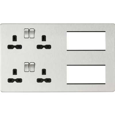 Image of KnightsBridge Screwless Combination Plate Brushed Chrome with black insert