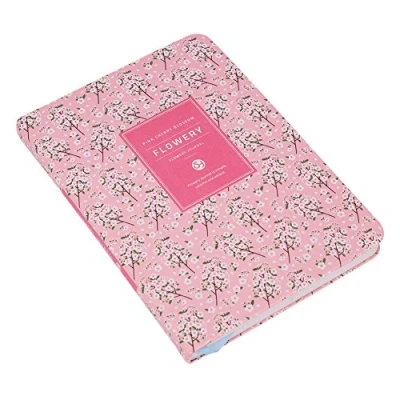 Image of A5 Floral Notebook Notepad Daily Diary Planner Undated Personal Organiser Weekly &amp; Monthly Flower Layout Schedule Timetable Journal with Bookmark Ribbon 200 Pages