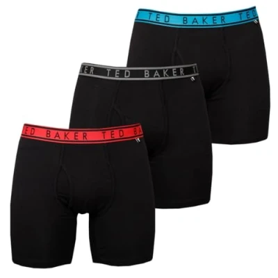 Image of Ted Baker Mens 3 Pack Boxer Briefs Black Red/Black/Black Blue S