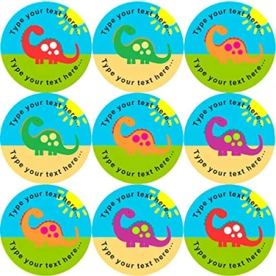 Image of 144 Colourful Dinosaurs Personalised 30 mm Reward Stickers for School Teachers, Nursery