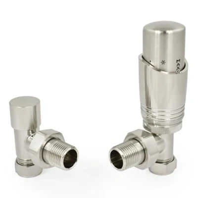 Image of Thermostatic Radiator Valve Angled TRV Zeta (Satin Nickel)