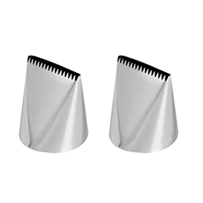 Image of DUORUI 2pcs Icing Piping Nozzle Tips Cream Cake Decorating Cupcake Fondant Stainless Steel Flat &amp; Zigzag Large Opening Shape