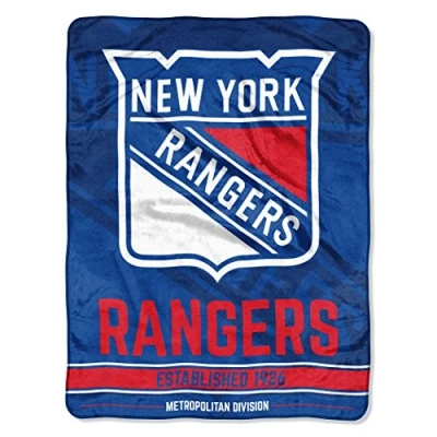 Image of Northwest NHL New York Rangers Unisex Adult Micro Raschel Throw Blanket, 46&quot; x 60&quot;, Break Away