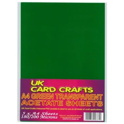 Image of A4 Green Acetate 200 Micron X 5 Sheets UK Card Crafts