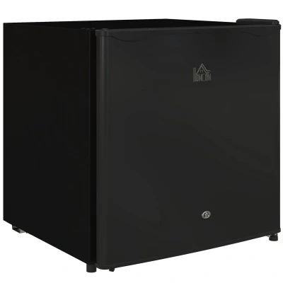 Image of HOMCOM 46 Litre Table Top Mini Fridge with Lock, Small Ice Box, Reversible Door, Adjustable Temperature and Legs, for Bedroom, Home, Office, Black