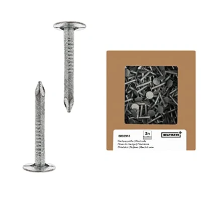 Image of HELPMATE Roofing Felt Nails 2.0 x 16 mm Mechanical Galvanised 400 g Pins Type B DIN 1160 Ideal for Felt, Plastic Tarpaulins &amp; Slate Panels