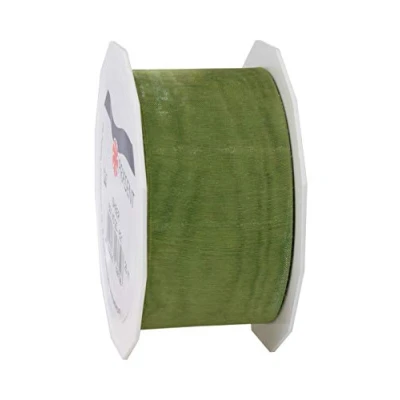 Image of C.E. Pattberg Sheer Organza Ribbon Olive (Green), 27 Yards Gift Wrap Ribbon, 1.6 inches Width, Accessories for Decoration &amp; Handicrafts, Presents, Every Occasion