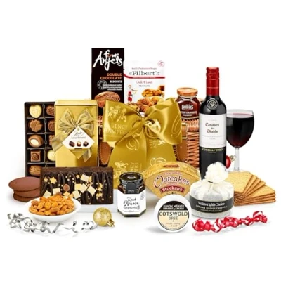 Image of Wellington Red Wine Hamper Luxury Gift Set with Pâté, Cheese, Oatcakes &amp; Chocolates Gifts for Birthdays and Celebrations, Hampers Men Women, from Regency