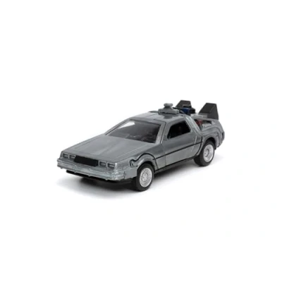 Image of Jada Toys 253252017 delorean Time Machine, Back to The Future 1, Die cast Toy Car, Doors Open, Scale 1:32, Metallic Silver