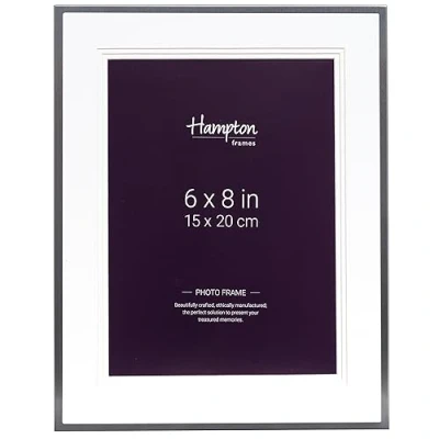 Image of Hampton Frames MARBELLA 6x8 (15x20cm) Silver Elegant Photo Frame with Mount Glass MARB10M68S