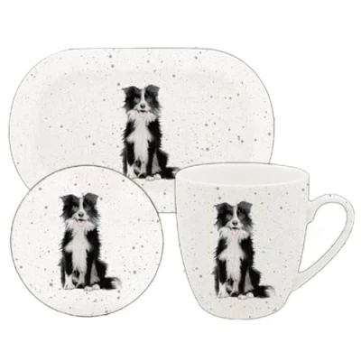 Image of Lesser &amp; Pavey Coaster, Tray Mug Set Coffee Table Tray, Mugs Coasters Perfect For Any Home or Office Collie Tea With Coast Sarah Boddy