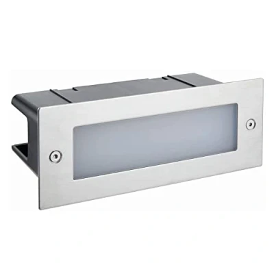 Image of National Lighting Brick Lights Outdoor Marine Grade Stainless Steel Finish LED Plain Light Recessed Garden Pathway IP44 Rated Integrated Lamp Cool White 4000K 200 Lumens